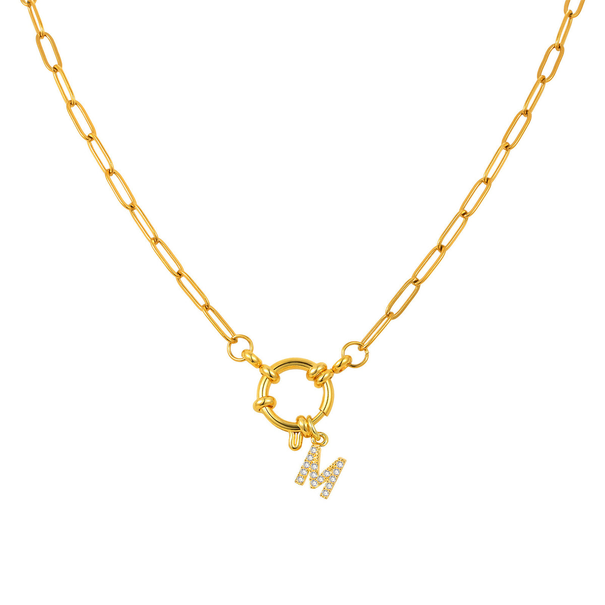Name Letter Stainless Steel Small Square Chain Bubble Buckle Copper 26 Letter Necklace