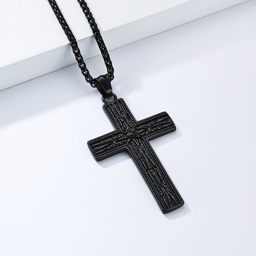 Planderful Gothic Cross Necklace For Men Unisex Durable Stainless Steel Pendant Non Fading Vintage Retro Style Statement