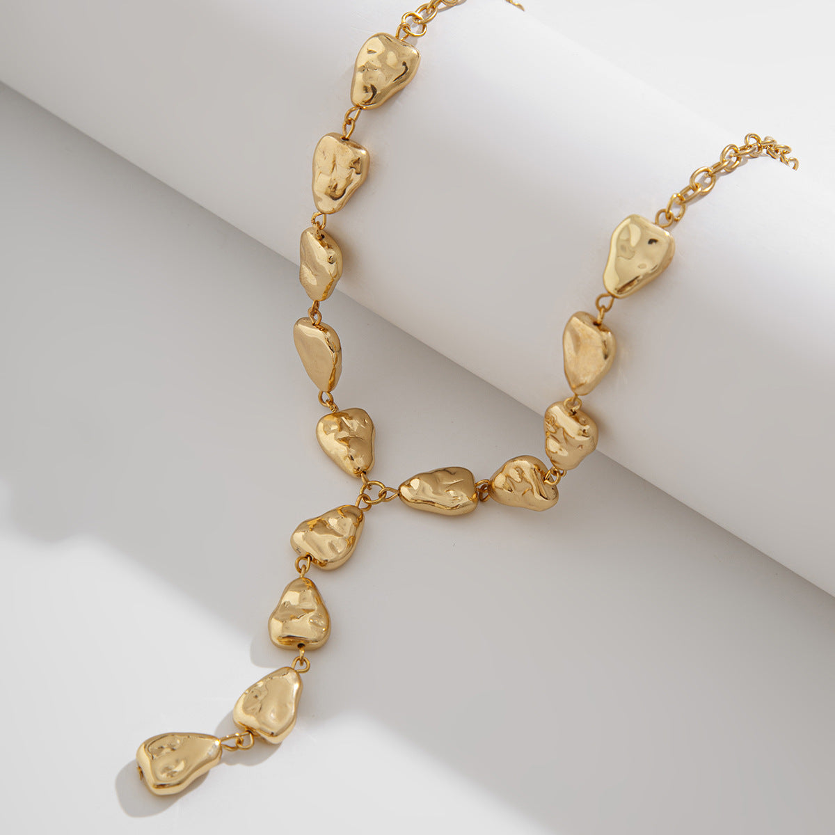 Y-Shaped Water Drop Fringed Necklace High-End Special-Shaped Baroque Handmade Beaded Necklace