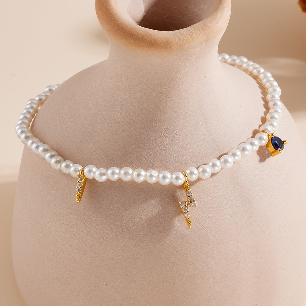 S925 Sterling Silver Pearl Bracelet French Retro Elegant