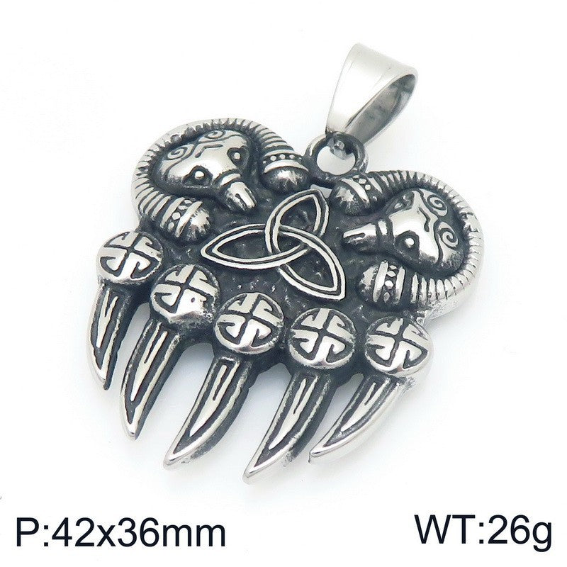 Planderful Mens Pendant Titanium Steel Turquoise Pentagram