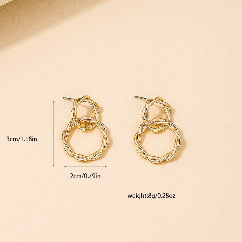Vienna Verve Metal Double Ring Earrings - Elegant Wholesale Jewelry