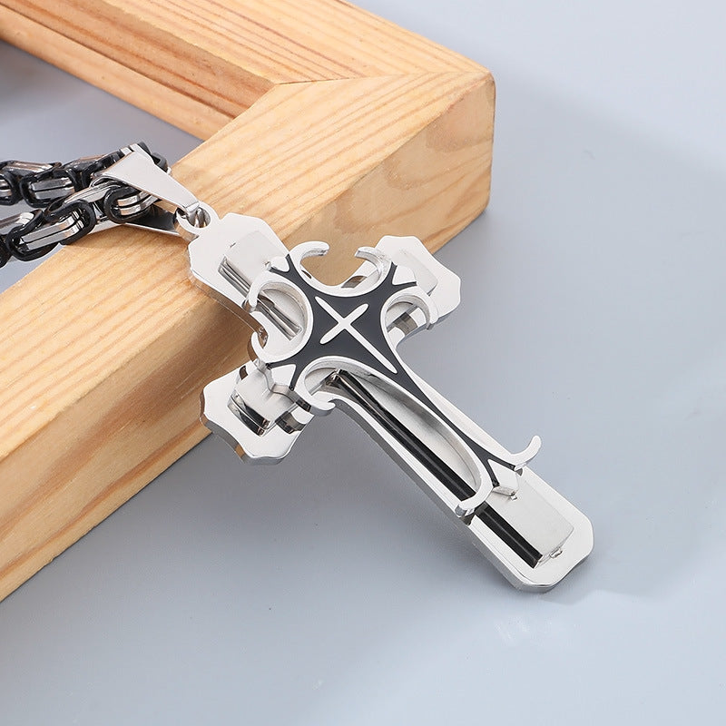 Planderful Men Cross Pendant Necklace Titanium Durable