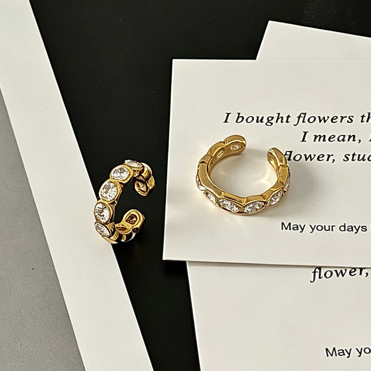 Planderful Vienna Verve Stainless Steel Zircon Ear Clip Cuff Earrings for Trendy Women Statement