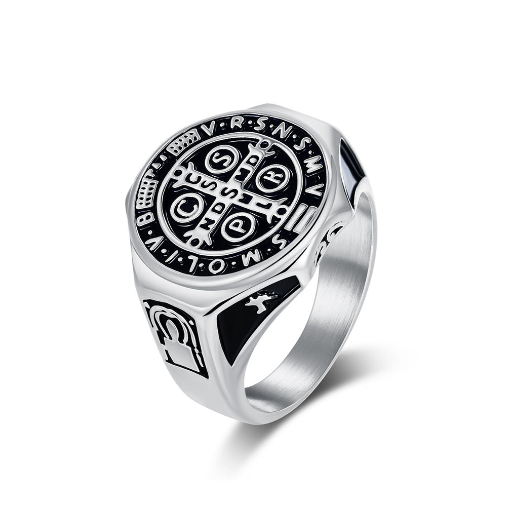 Saint Benedict Medallion Signet Ring — Three Finishes