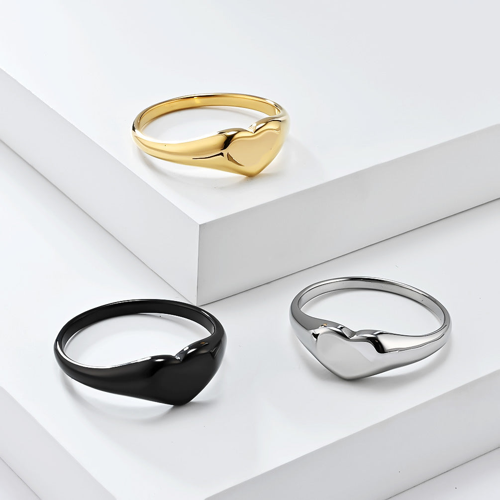European And American French Love-Shaped Titanium Steel Ring