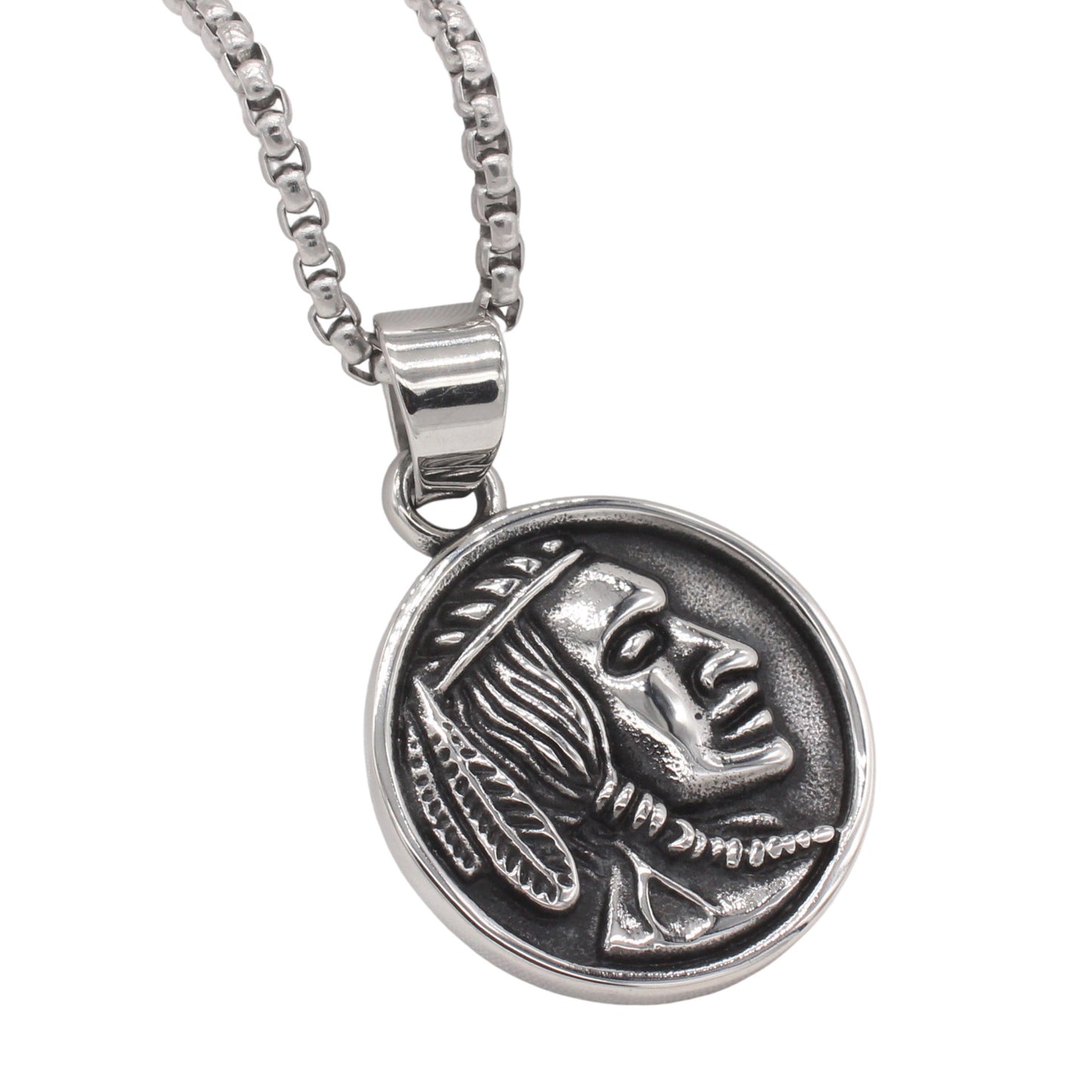 Planderful Jewelry Personalized Titanium Steel Pendant For Men Vintage Indian Inspired Design