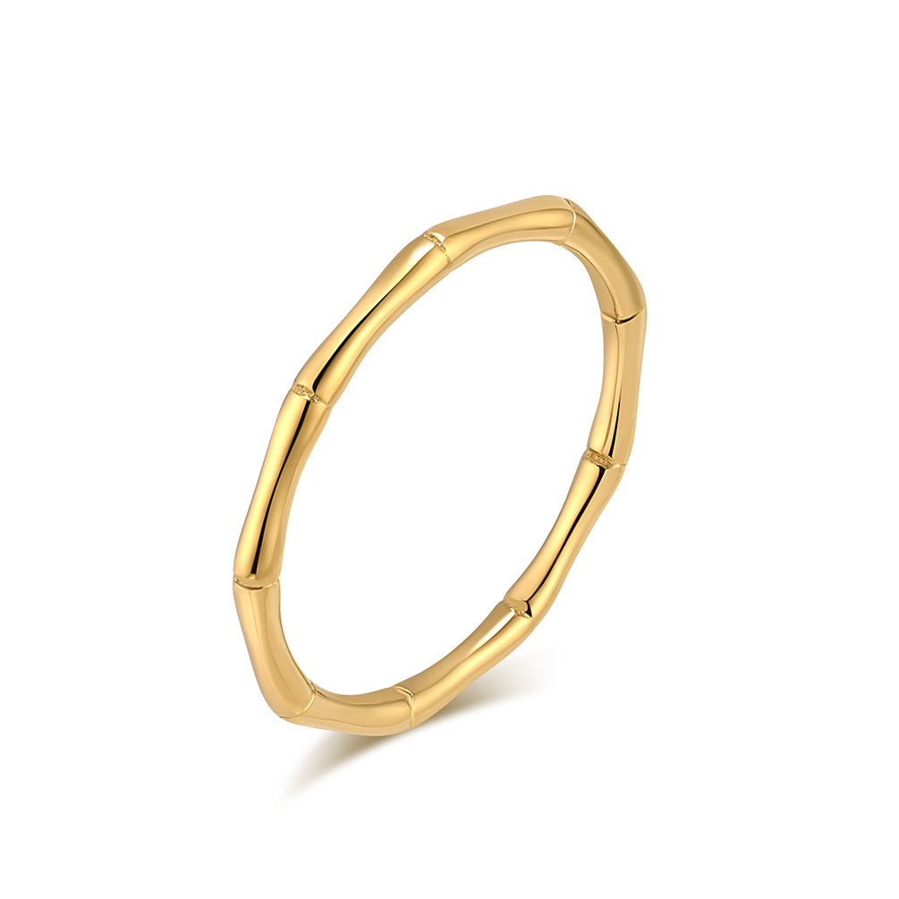 Planderful Bamboo Ring For Women Titanium Steel Closed Bamboo Design Lightweight Elegant Luxury Jewelry