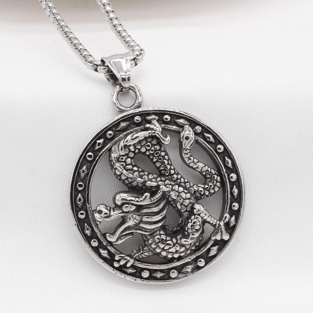 Personalized Retro Chinese Dragon Titanium Steel Pendant for Men - European and American Style, Wholesale Jewelry