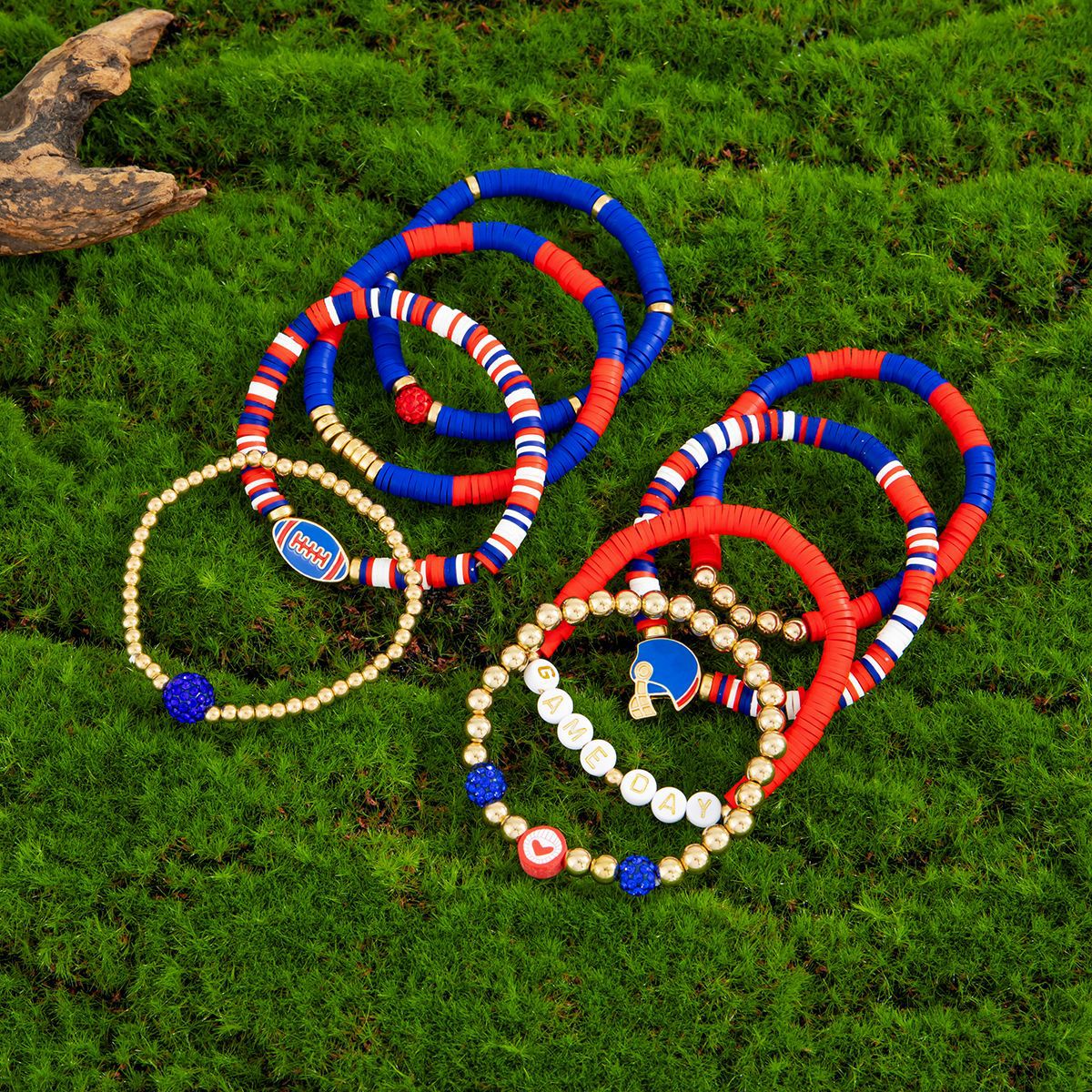 Planderful Football Bracelet Set Vienna Verve Game Day Jewelry For Women Bold Colorful Drip Statement