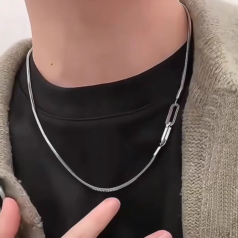 Planderful Jewelry Titanium Steel Double Buckle Necklace For Men And Women Elegant Collarbone Chain With Temperament