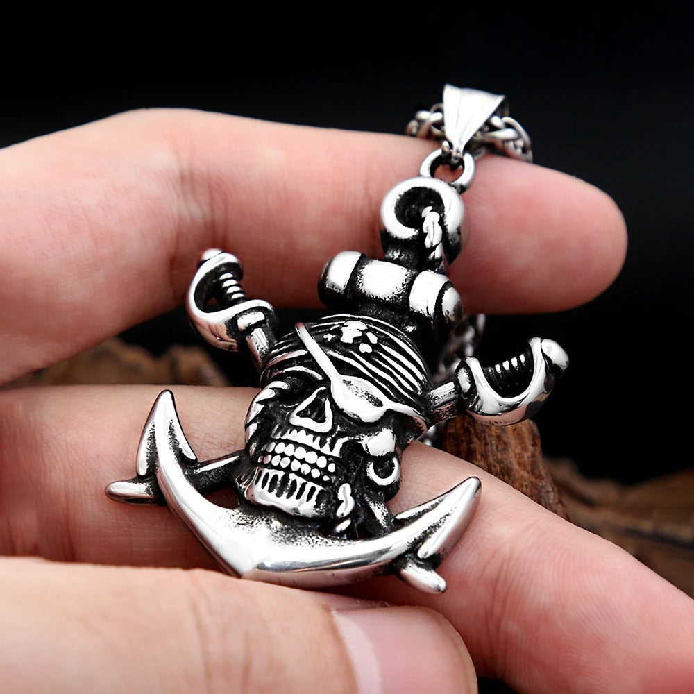 Vintage Skull Viking Stainless Steel Men's Pendant Necklace