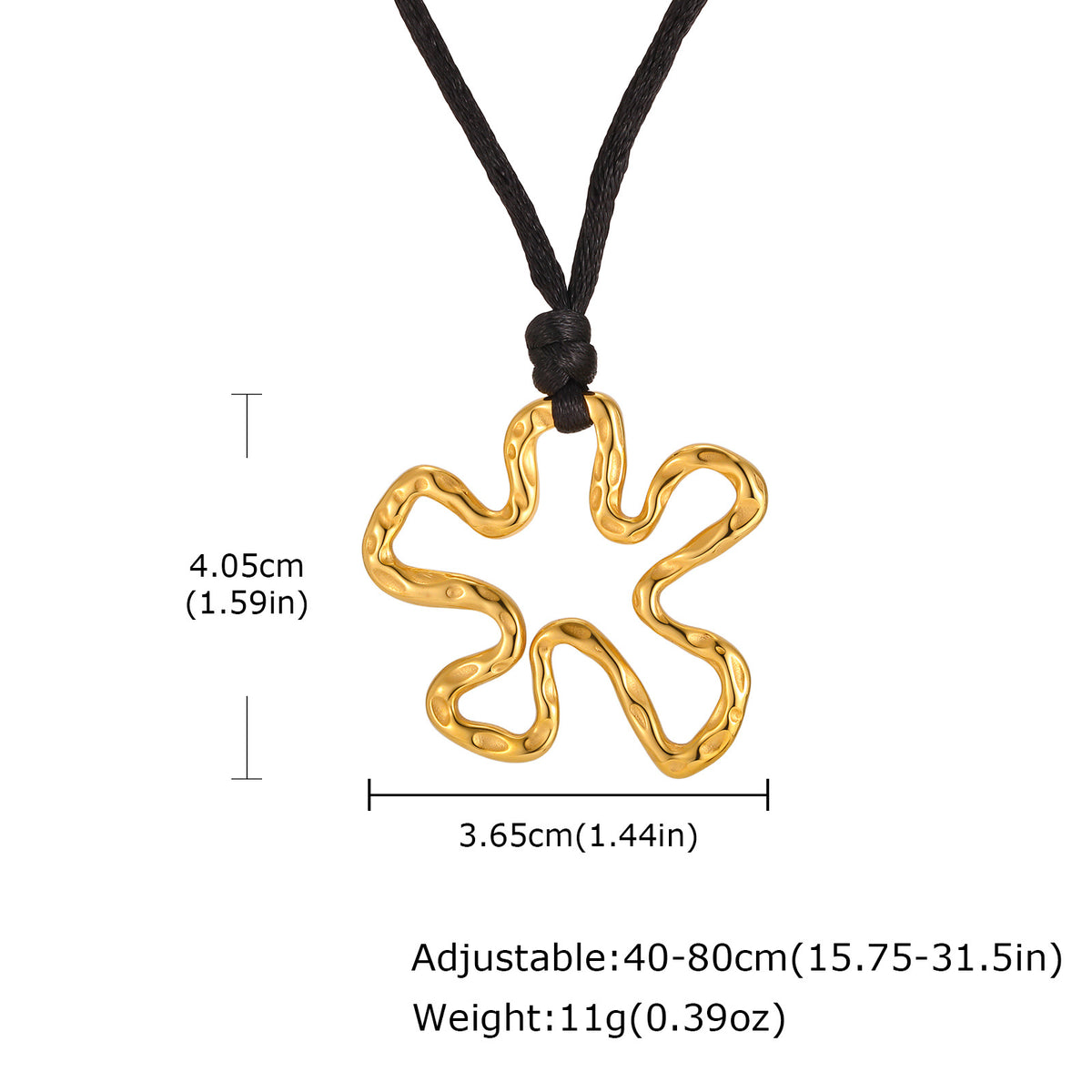 Stainless Steel Geometric Hollow Pendant Star Conch Small Flower Wax Rope Necklace
