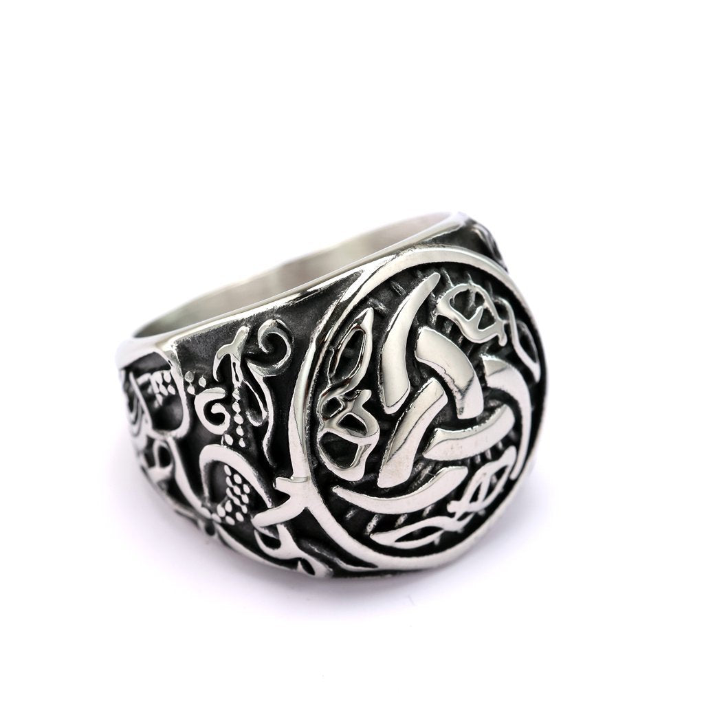 Planderful Mens Viking Celtic Knot Ring Stainless Steel Solid Retro Everyday Genie Jewelry Gift