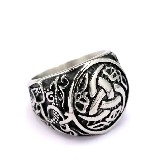 Planderful Mens Viking Celtic Knot Ring Stainless Steel Solid Retro Everyday Genie Jewelry Gift