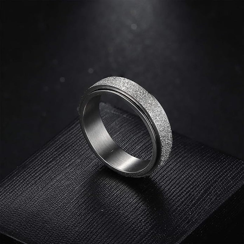Planderful Decompression Rotating Ring Unisex Titanium Steel With Star Moon Motif