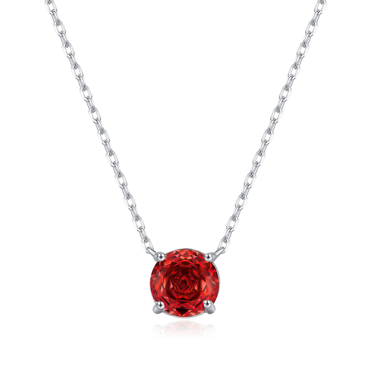 925 Sterling Silver Pomegranate Red Zircon Pendant Necklace