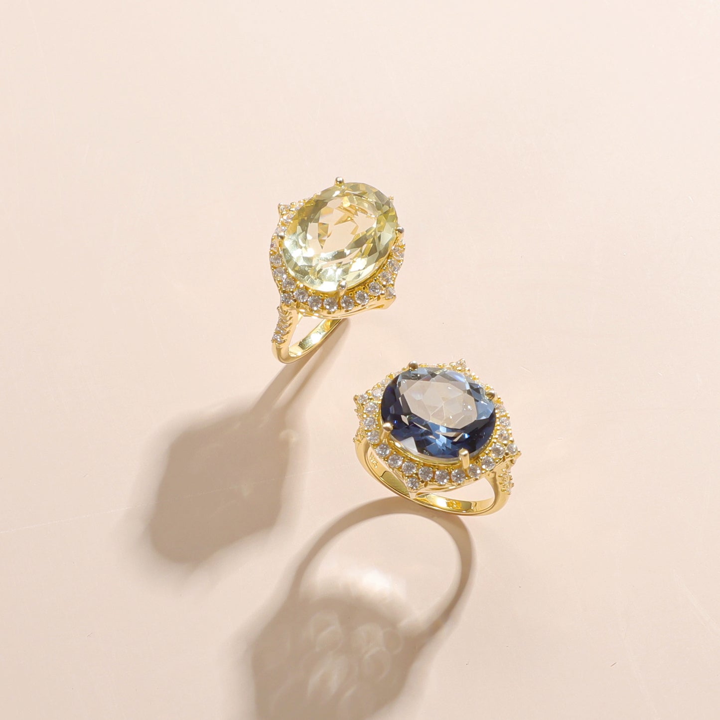 Small Fresh Yellow Green Gemstone Lemon Crystal Ring 7.8 Carat S925 Silver