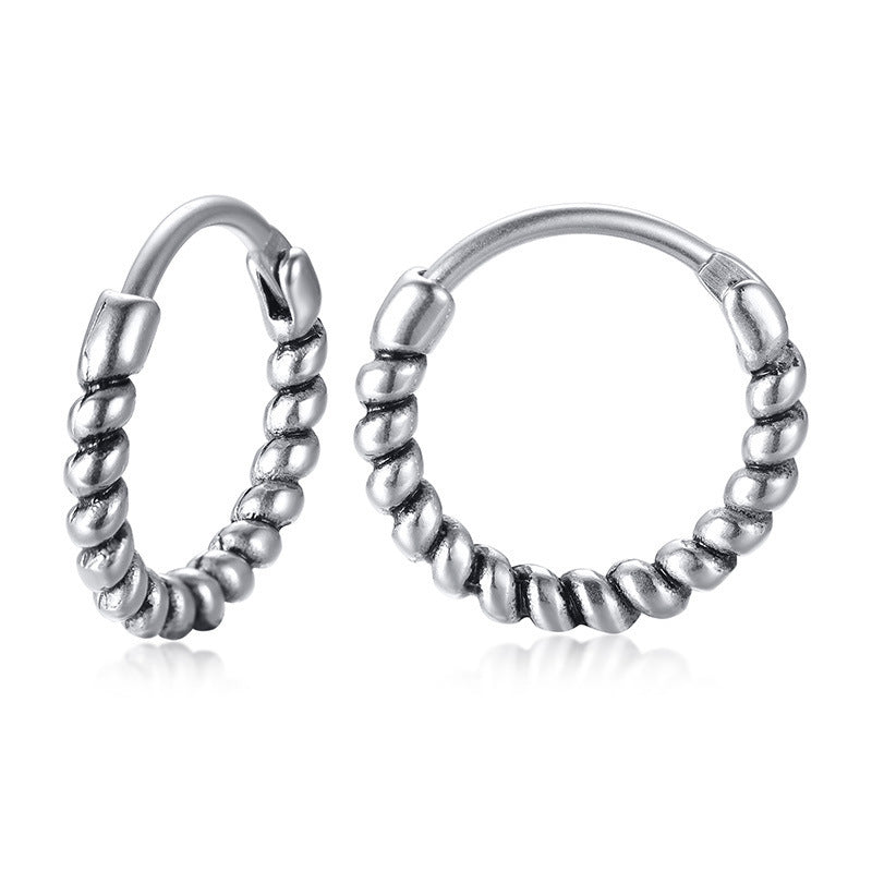 Vintage Textured Single Hoop Earring — Four Designs