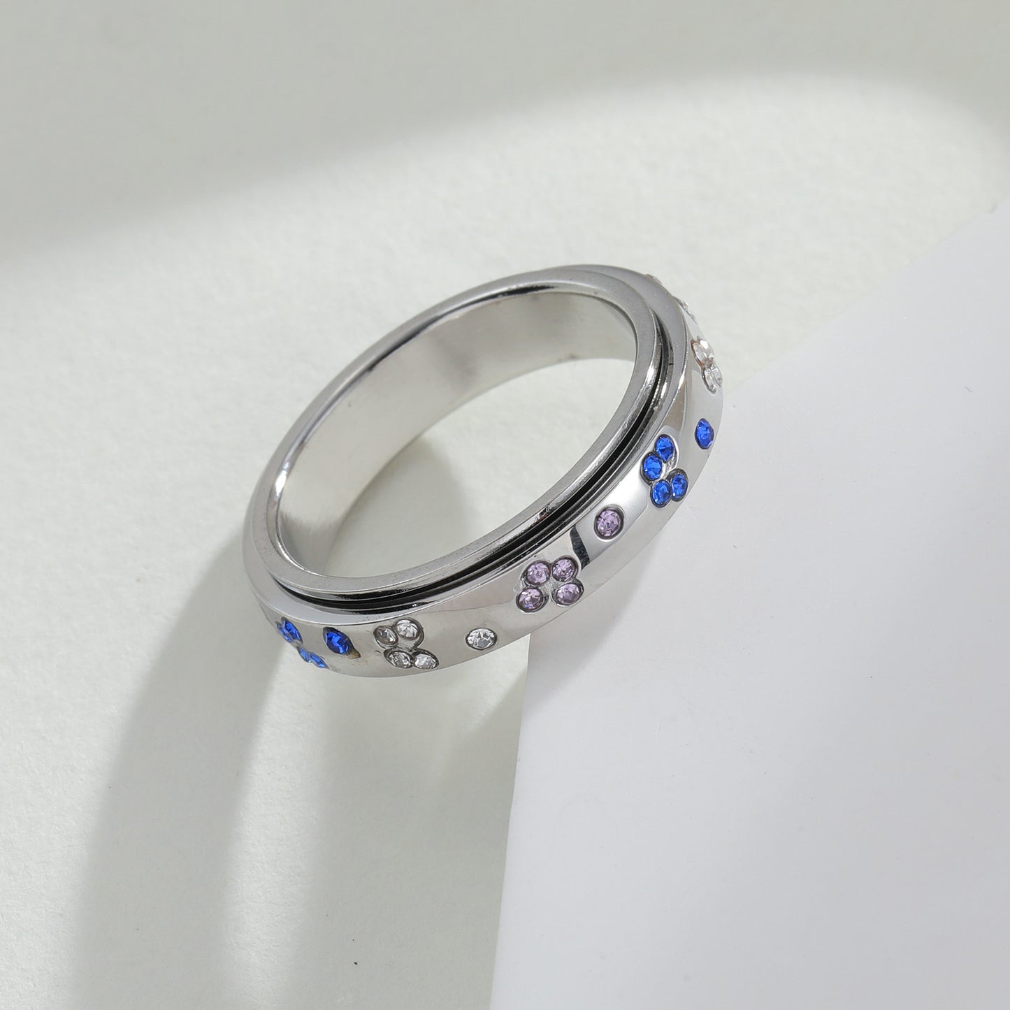 Planderful Rotatable Titanium Zircon Decompression Ring for Women Unisex Everyday Genie Collection