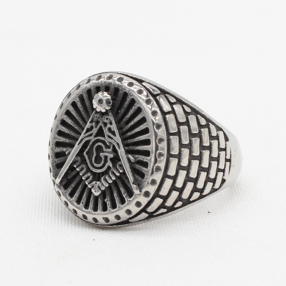 Planderful Masonic Ring For Men Titanium Steel Retro Freemasonry Jewelry Unisex Protection Statement