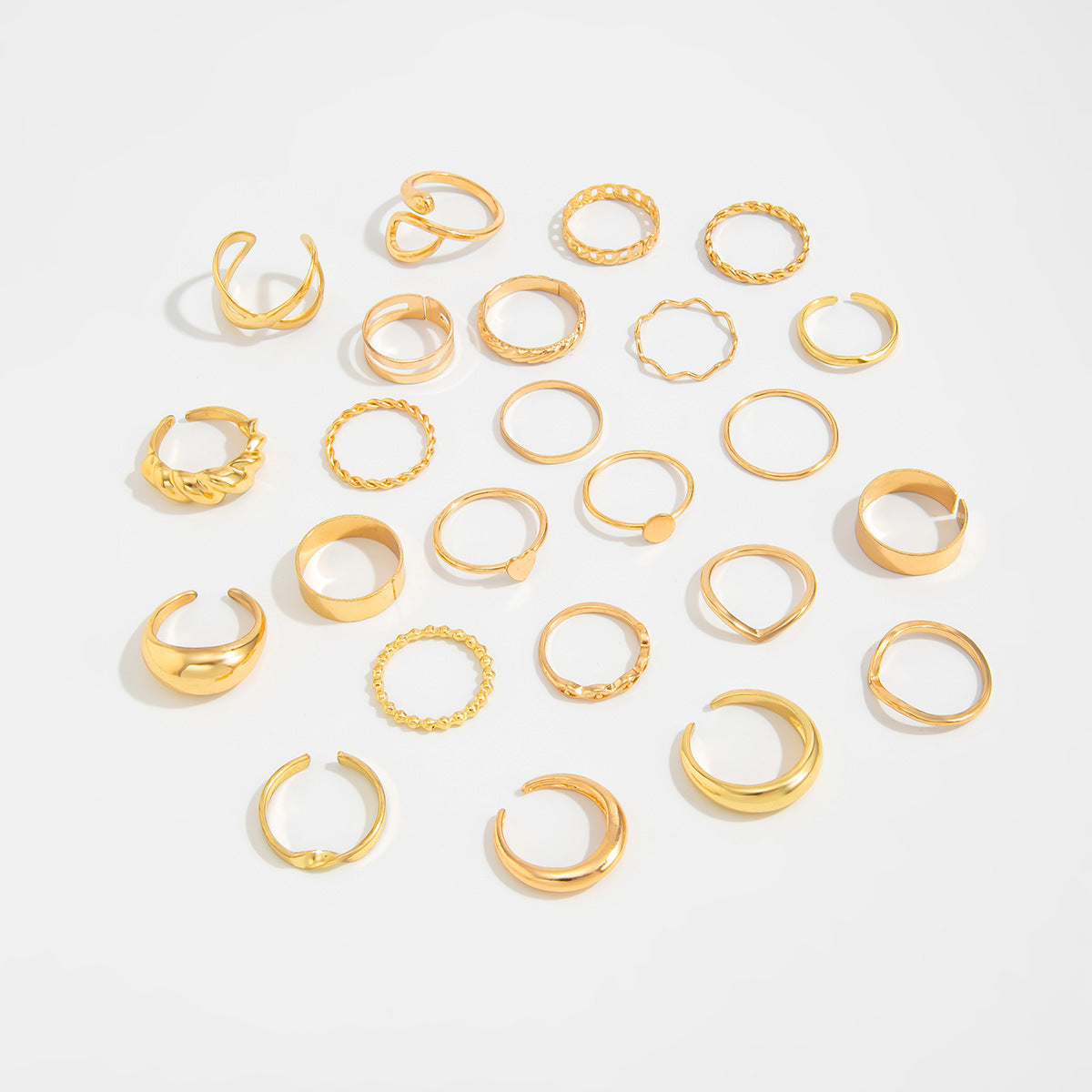 Planderful Vienna Verve Open Ring Set For Women Irregular Smooth Band With Statement Jewelry
