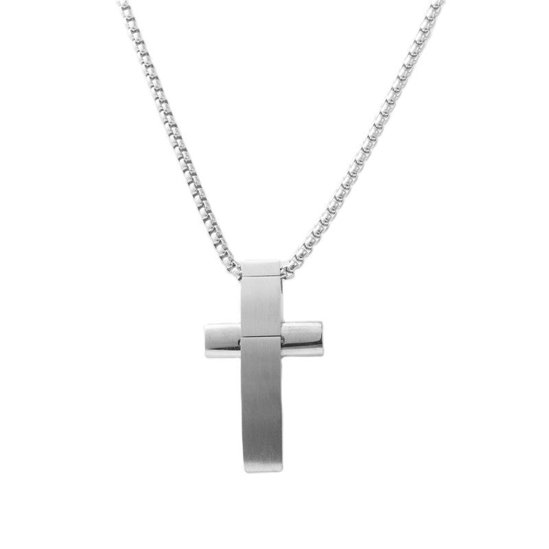 Stylish Titanium Steel Cross Pendant Necklace for Men - Personalized Retro Design