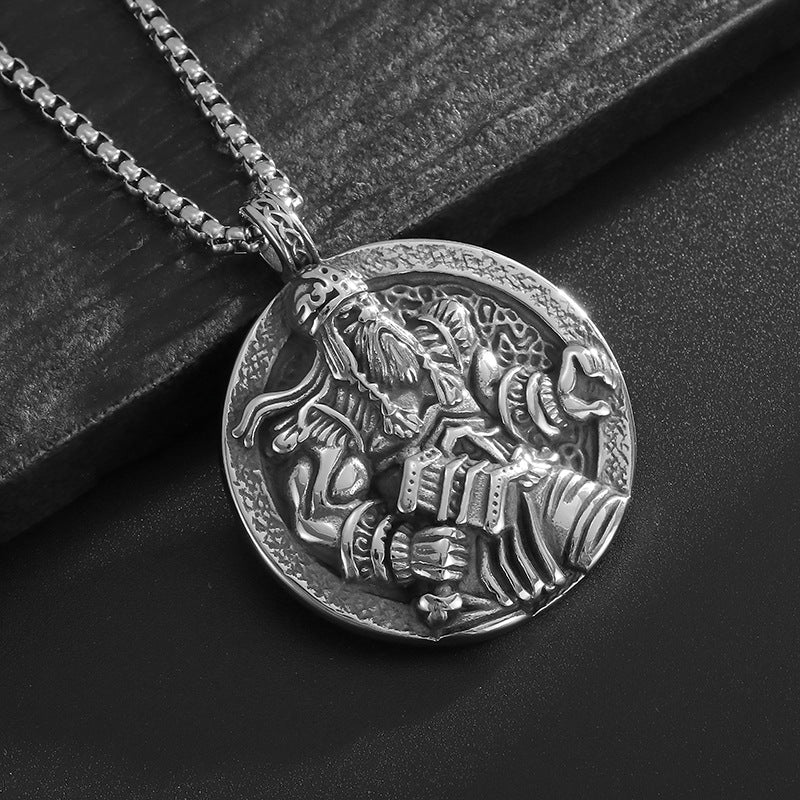 Odin Viking Pendant Necklace Stainless Steel Polished Vintage Gold Plated By Planderful Everyday Genie