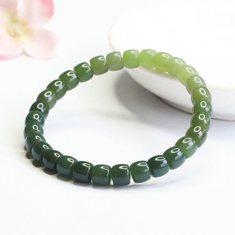 Gradient Hetian Jade Straight-Cut Bracelet
