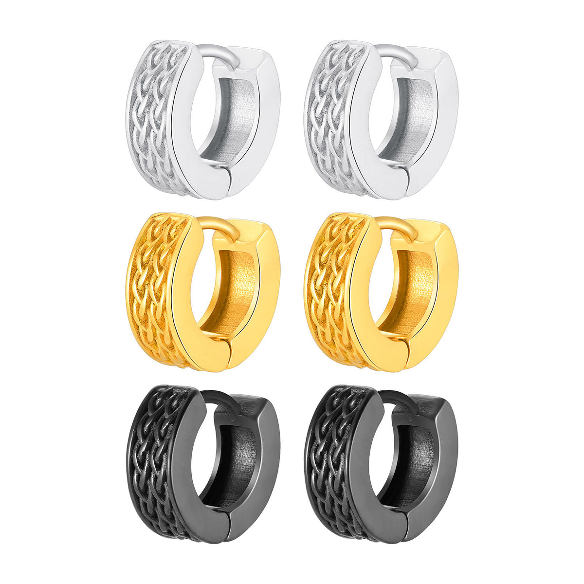 Modern Stainless Steel Earring — Single — Gold / Silver / Black