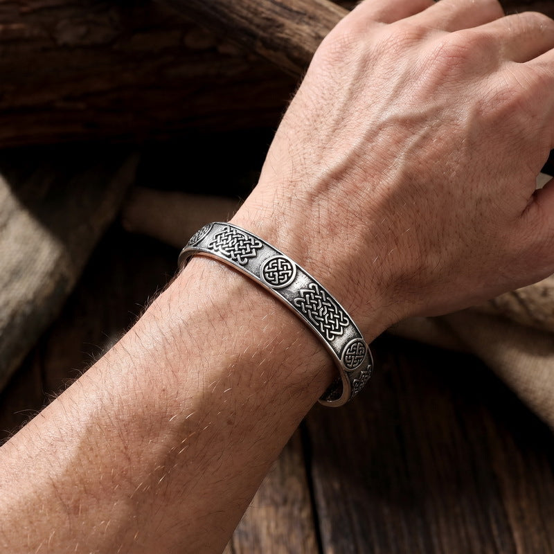 Nordic Viking Rune Rune Thor's Hammer Open Bracelet Celtic Knot Life Tree Stainless