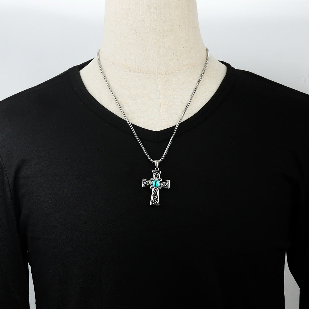 European And American Stainless Steel Cross Eye Pendant