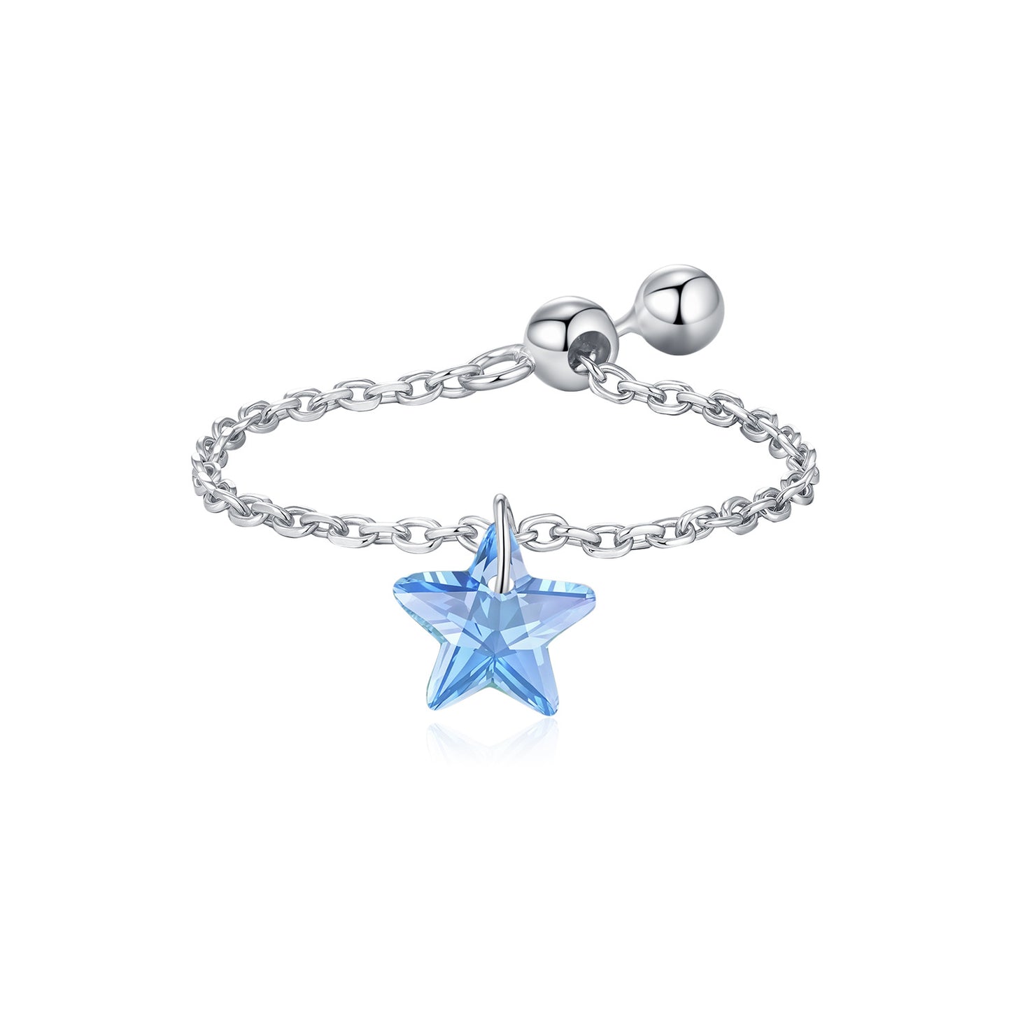Planderful Everyday Genie Ring – Adjustable Sterling Silver with Dream Blue Star Design