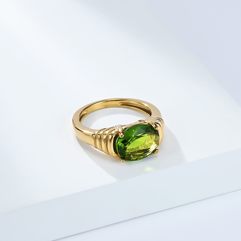 Planderful Zircon Ring Titanium Steel Gold Plated Fashion