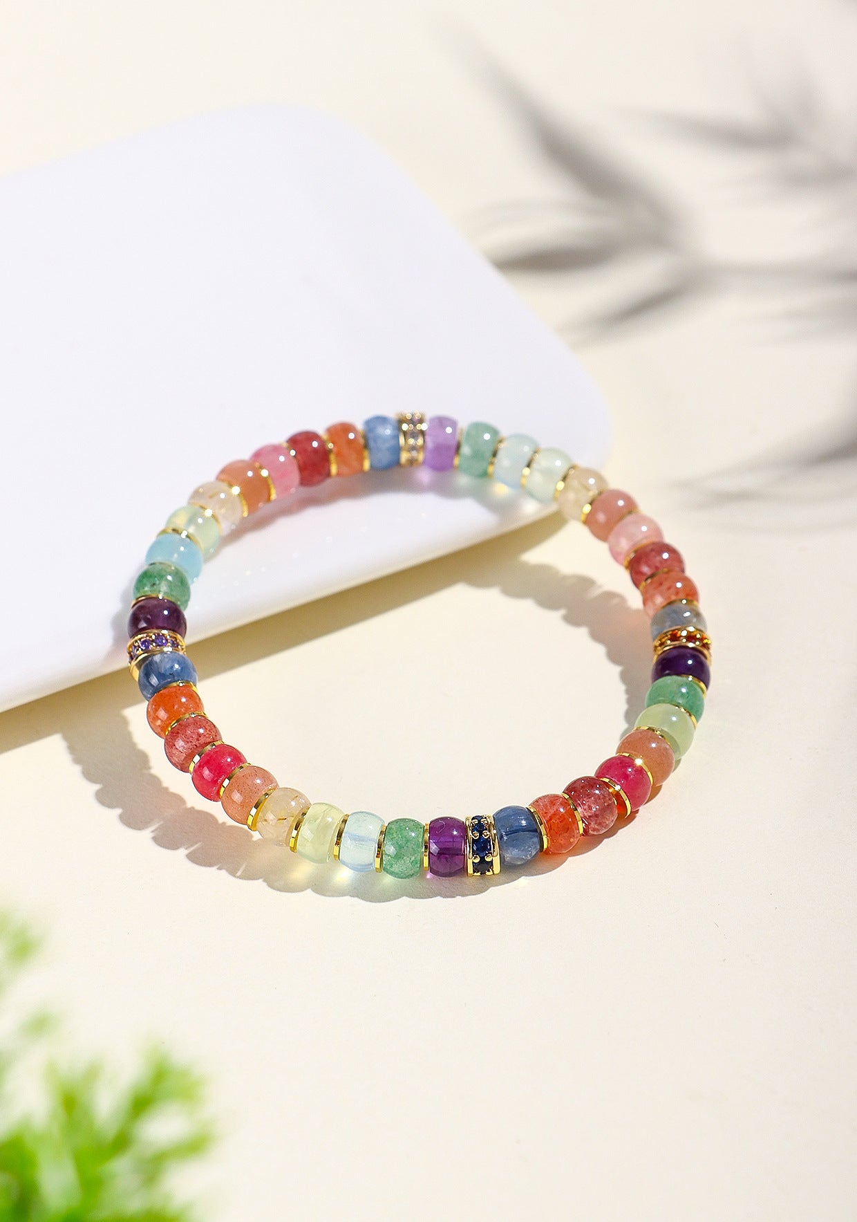 Planderful Fortune's Favor Beaded Bracelet – Natural Crystal Amethyst and Aquamarine