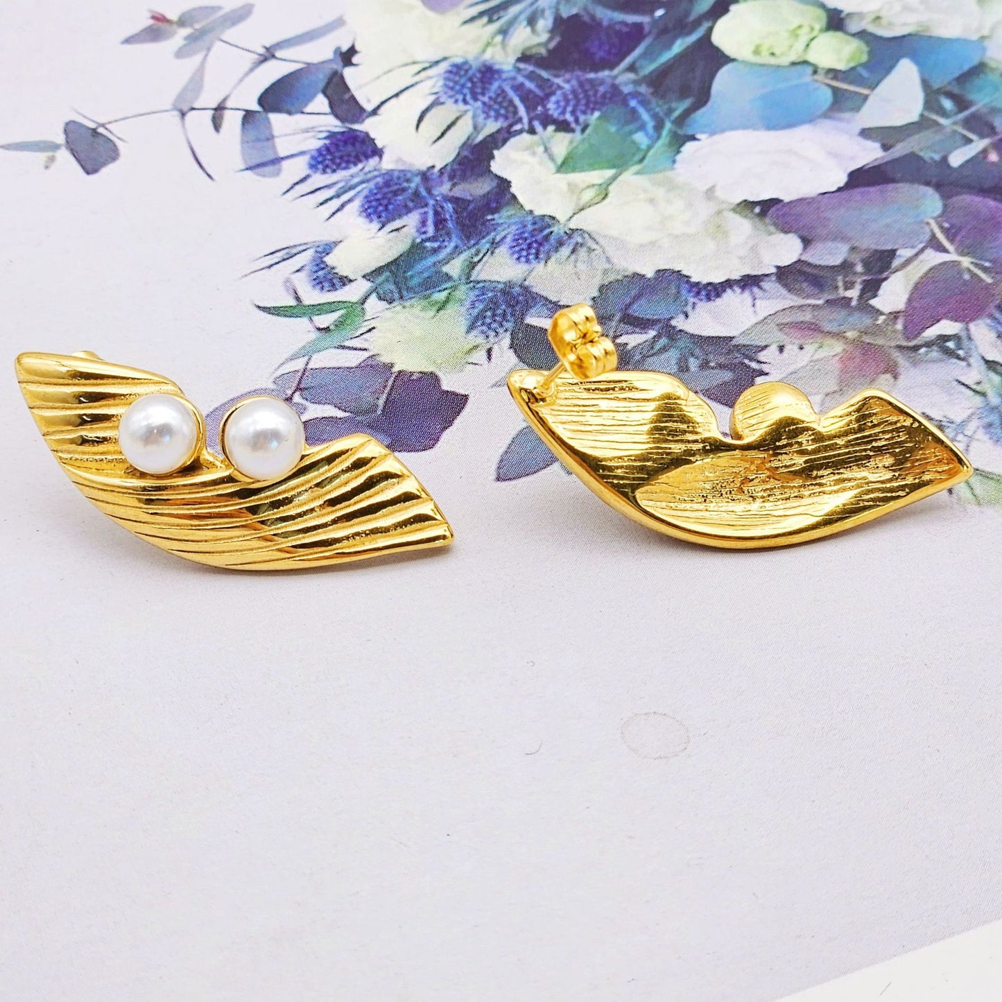 Planderful Everyday Genie Geometric Texture Bead Earrings Titanium Steel Studs For Casual Chic Women