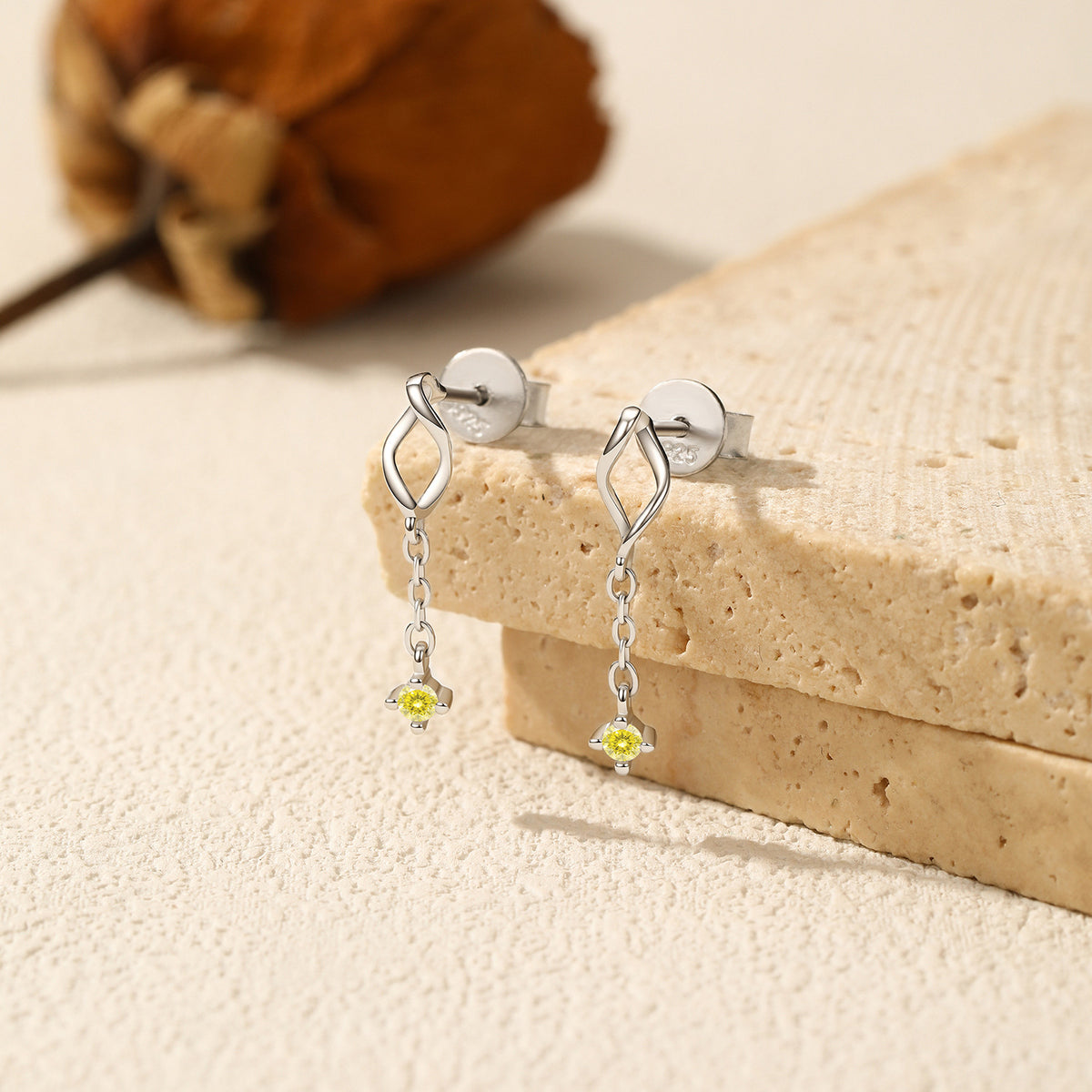 925 Sterling Silver Long Geometric Moissanite Earrings