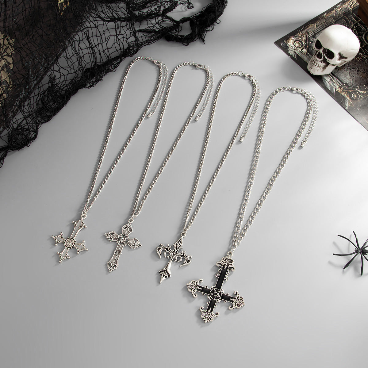Hip-Hop Cross & Heart Chain Necklace