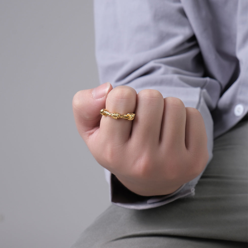 European And American Cold Wind Wire Knot Ring For Men