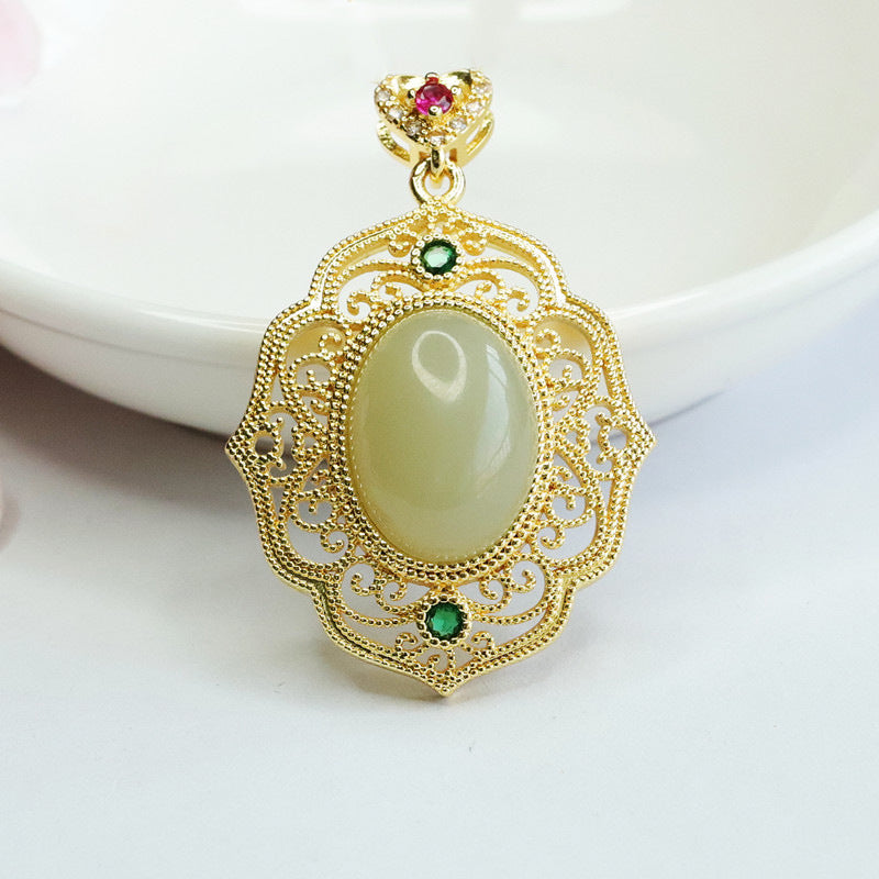 Jade Fortune's Favor Sterling Silver Pendant