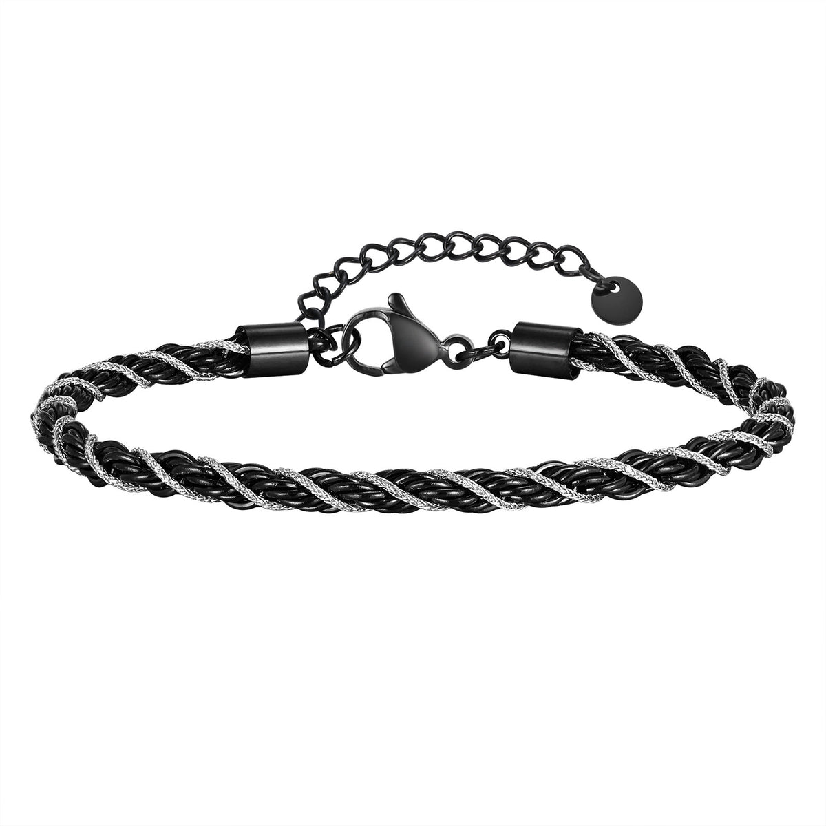 Braided Black Stainless Steel Bracelet for Men