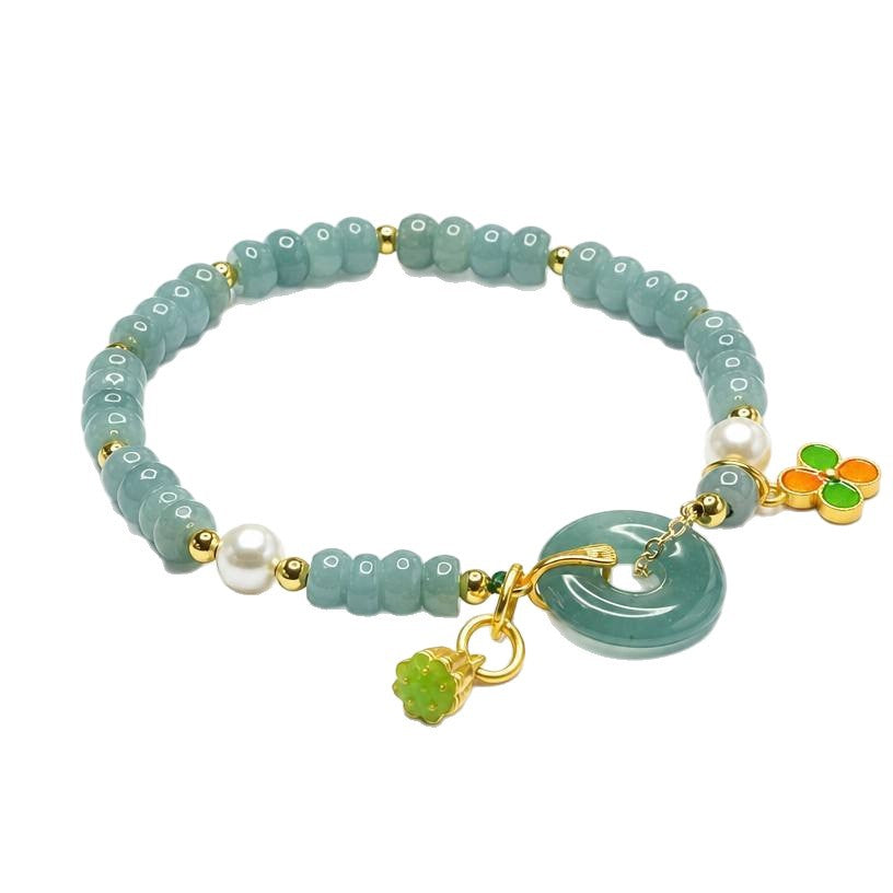 Blue Water Jadeite Abacus Bead Beaded Bracelet