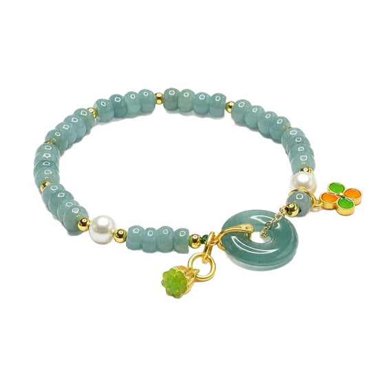 Blue Water Jadeite Abacus Bead Beaded Bracelet