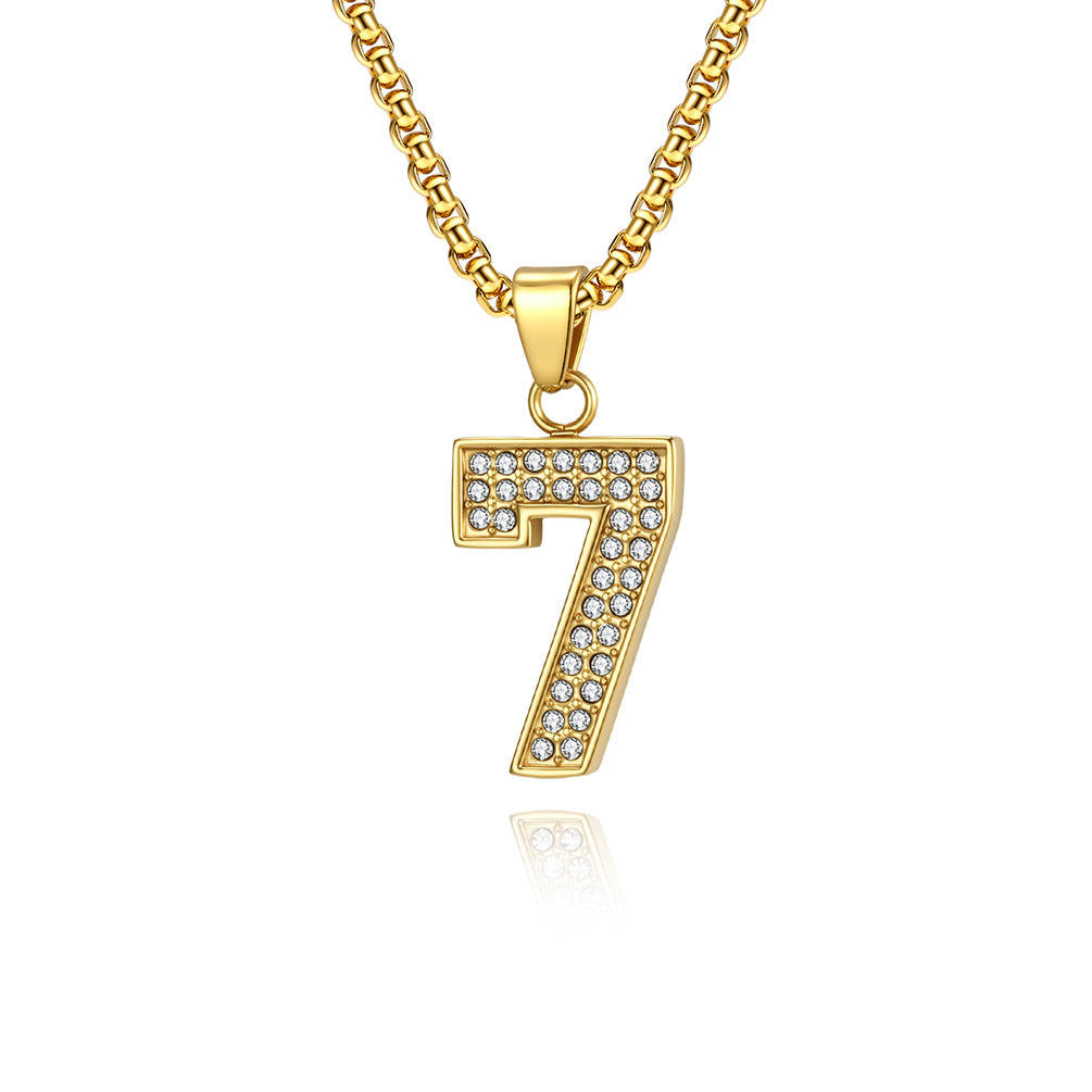 Stainless Steel Number Pendants — Chain Optional