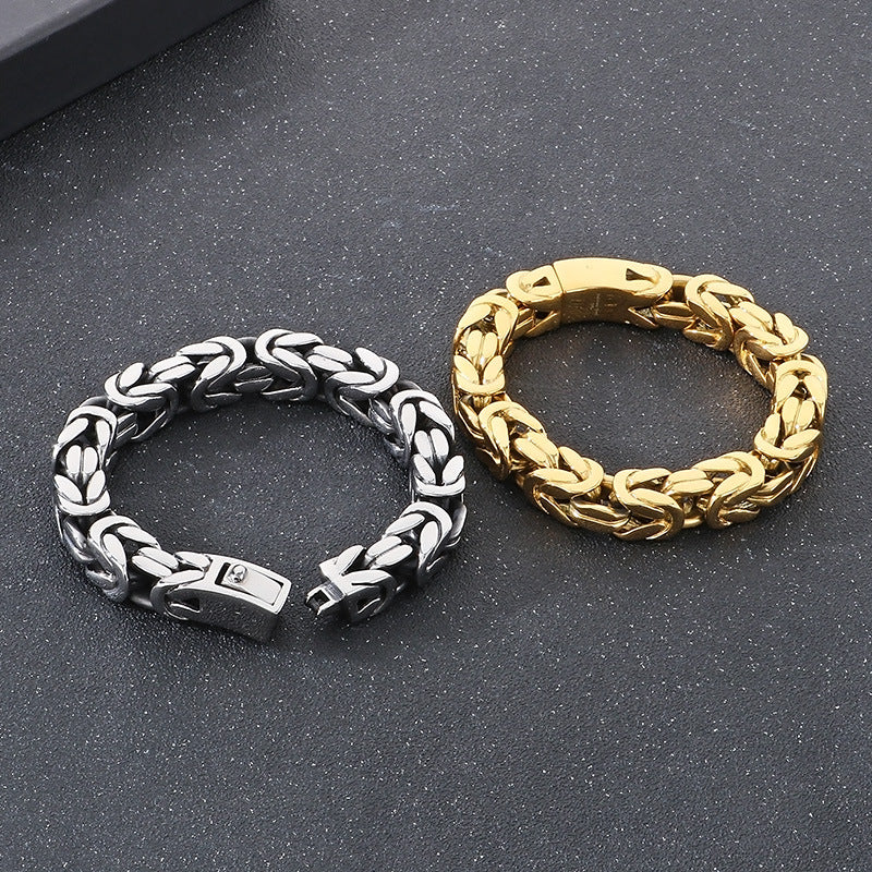 Planderful Custom Mens Square Titanium Steel Punk Bracelet