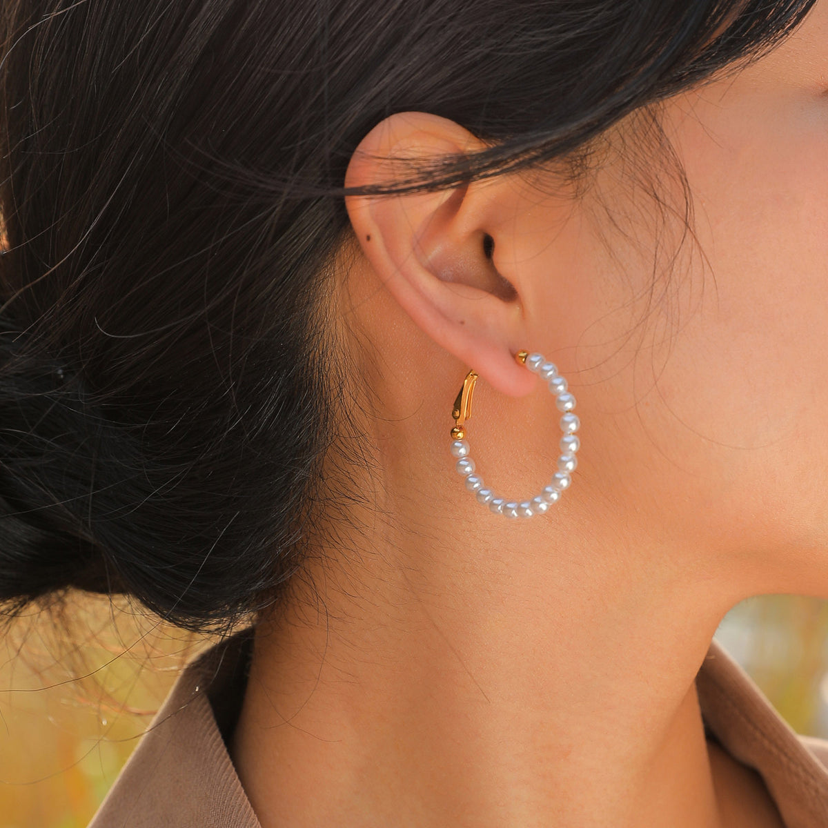 Pearl Hoop Earrings — 20–60 mm