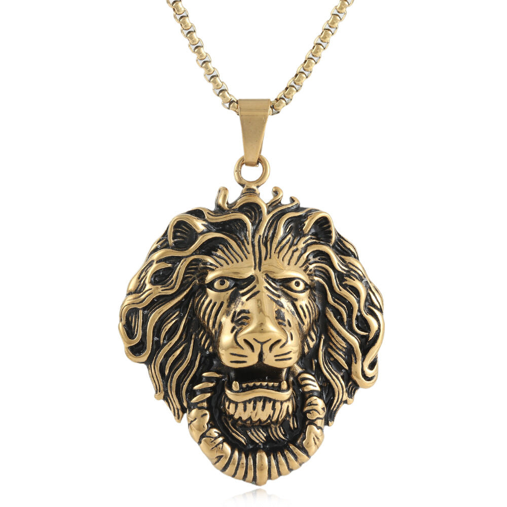 European And American Stainless Steel Lion Pendant Necklace