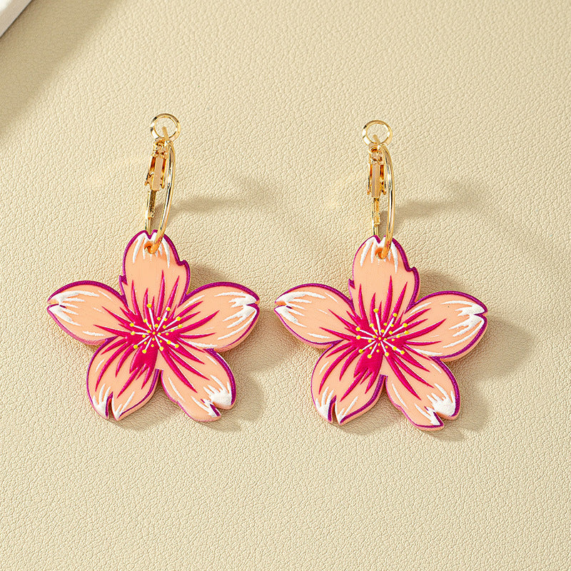 Floral Embossed Acrylic Drop Earrings - Vienna Verve Collection