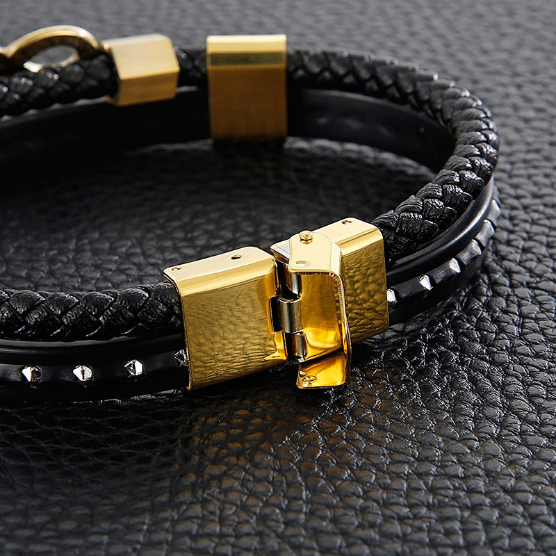 Planderful Mens Leather Bracelet Everyday Genie Weave