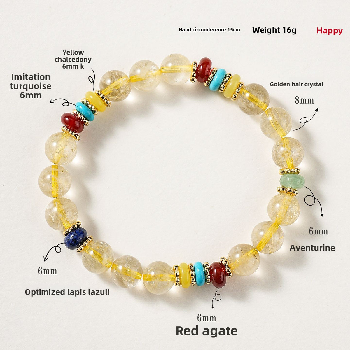 Golden Rutilated Quartz Citrine Bracelet